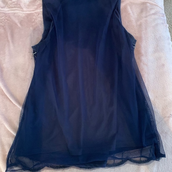 BKE Beaded Navy Blue V-Neck Blouse Top size Small - Picture 4 of 5